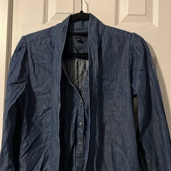 Long sleeved chambray top with bow - Picture 2 of 3